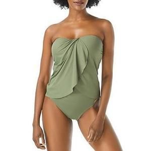 Vince Camuto Strapless Draped Tankini Top Women's Swimsuit M
